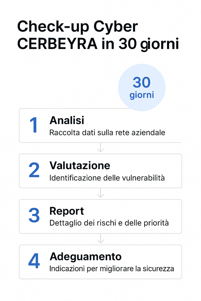 Schema del Check-up Cyber CERBEYRA in 30 giorni