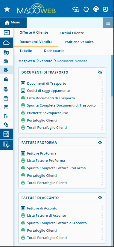 Dashboard ERP mobile Mago