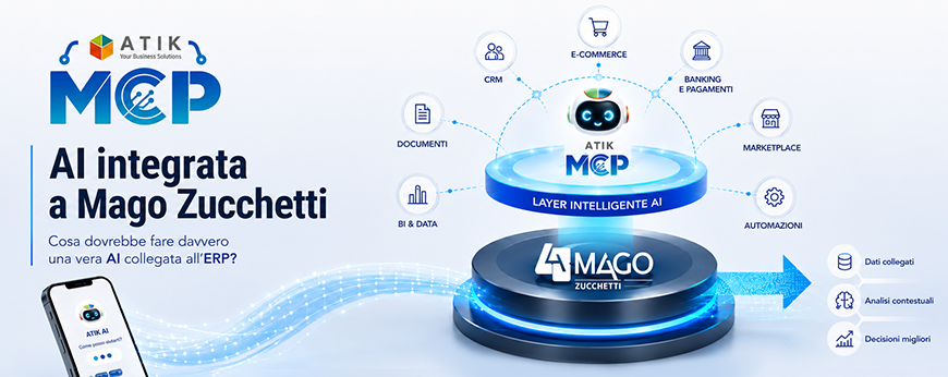 AI integrata a Mago Zucchetti: il layer intelligente MCP Atik collega ERP, CRM, e-commerce, banking, marketplace, documenti e BI